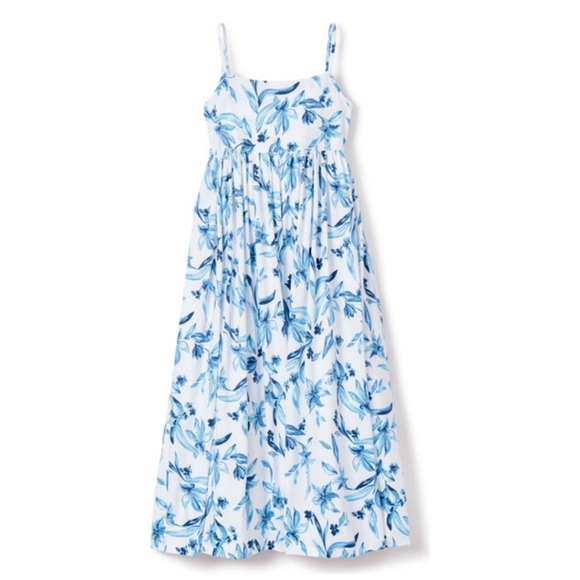 🔹️PETITE PLUME 🔹️Blue Pima Cotton Sounds Of Santorini Lounge Dress - Picture 2 of 8